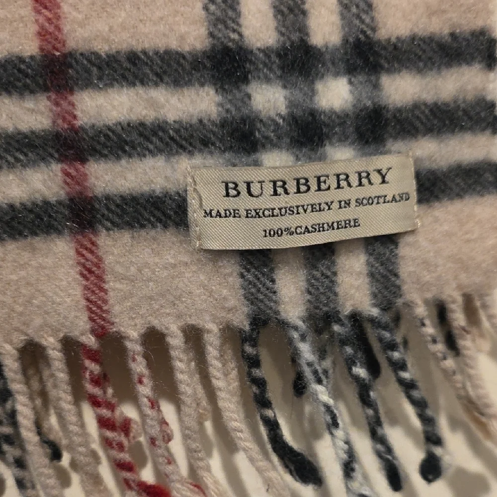 Burberry Plaid Wool Scarf in Red, Black, and Cream - Picture 2 of 8